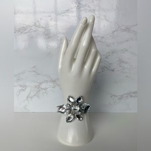 Women's Fashion Jewelry Silver Flower Cuff Bracelet One Size